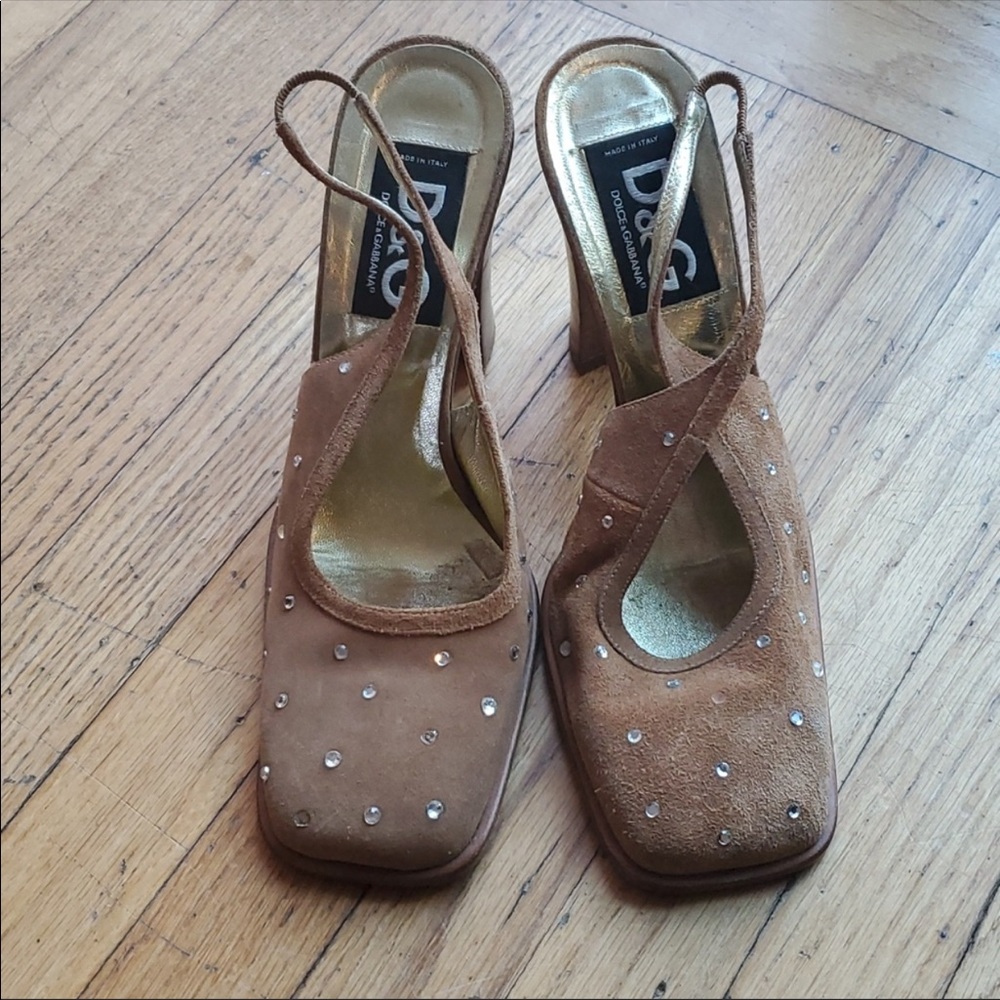Vintage 90’s Y2K Dolce & Gabbana D&G Suede Block Heel Shoes